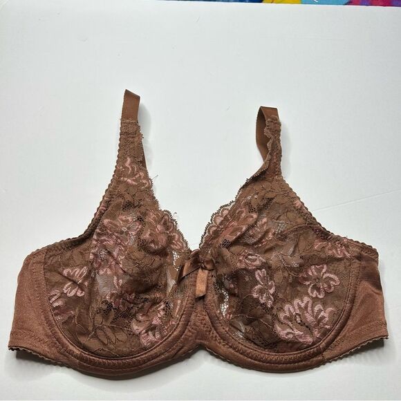 Brown Lace Underwire Bra 36C Adjustable Straps - Picture 7 of 7